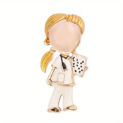 Cartoon Couple Boy Girl Brooch Nurse Pin for Sweater