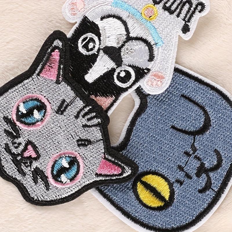 6pcs Boys Cartoon Cat Dog Embroidery DIY Patch for Clothes Backpack Hat