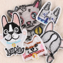 6pcs Boys Cartoon Cat Dog Embroidery DIY Patch for Clothes Backpack Hat