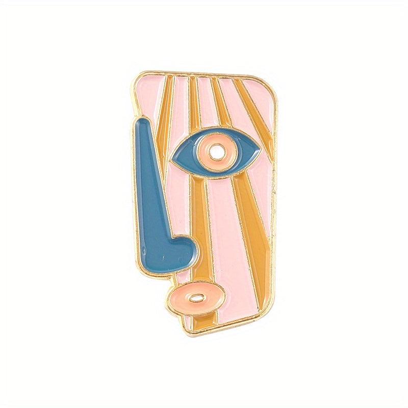 Geometric Portrait Enamel Pins Abstract Face Brooches