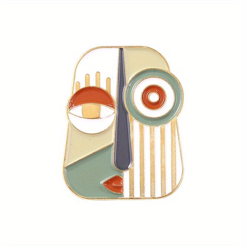 Geometric Portrait Enamel Pins Abstract Face Brooches