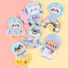 6pcs Animal Astronaut Embroidered Patches DIY Decorative for Clothes Jackets Hat