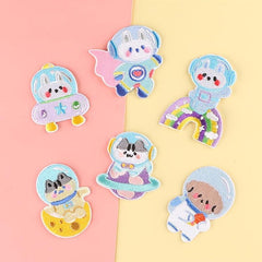 6pcs Animal Astronaut Embroidered Patches DIY Decorative for Clothes Jackets Hat