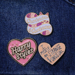 3pcs Cartoon Metal Badge Heart Letter Brooch Decoration for Men