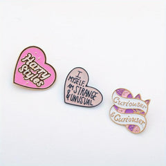3pcs Cartoon Metal Badge Heart Letter Brooch Decoration for Men