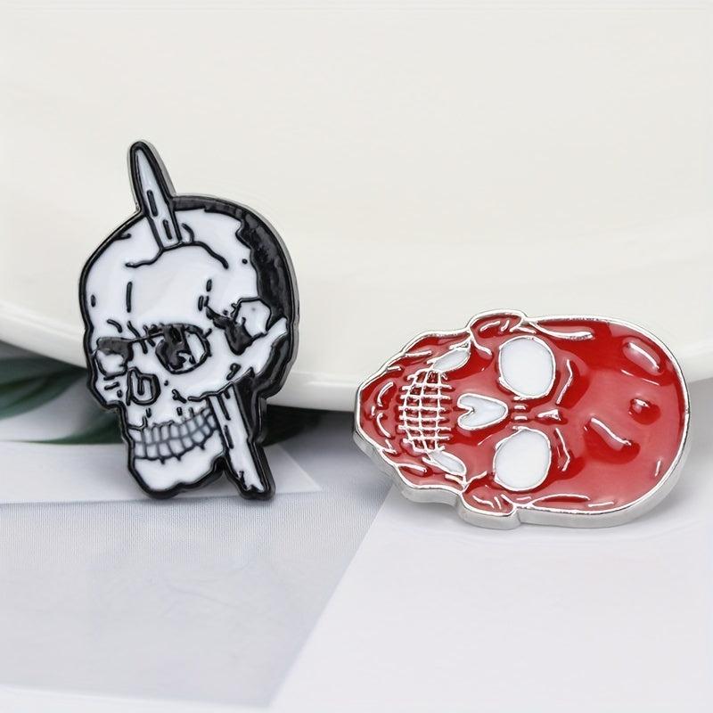 Men's Halloween Skull Brooch - Retro Zinc Alloy Demon Collar Pin