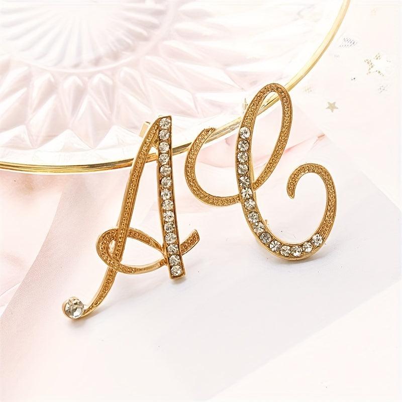 Faux Diamond 26 Letter Brooch Pin Bracelet for Men