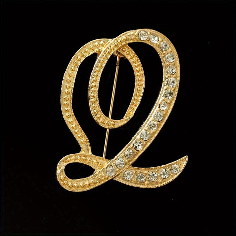 Faux Diamond 26 Letter Brooch Pin Bracelet for Men