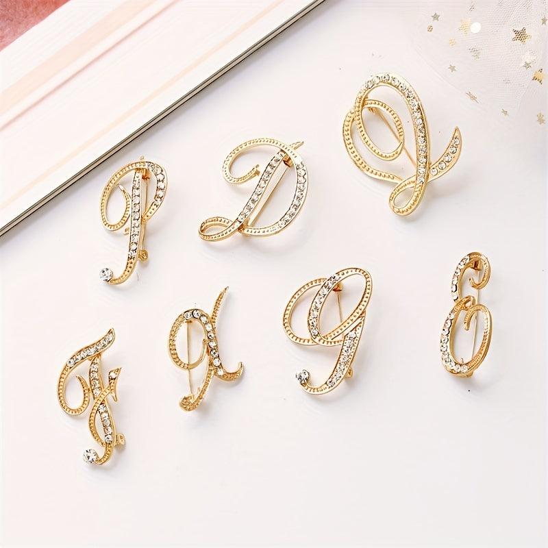 Faux Diamond 26 Letter Brooch Pin Bracelet for Men