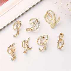 Faux Diamond 26 Letter Brooch Pin Bracelet for Men