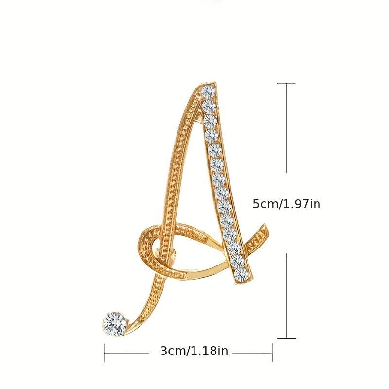 Faux Diamond 26 Letter Brooch Pin Bracelet for Men