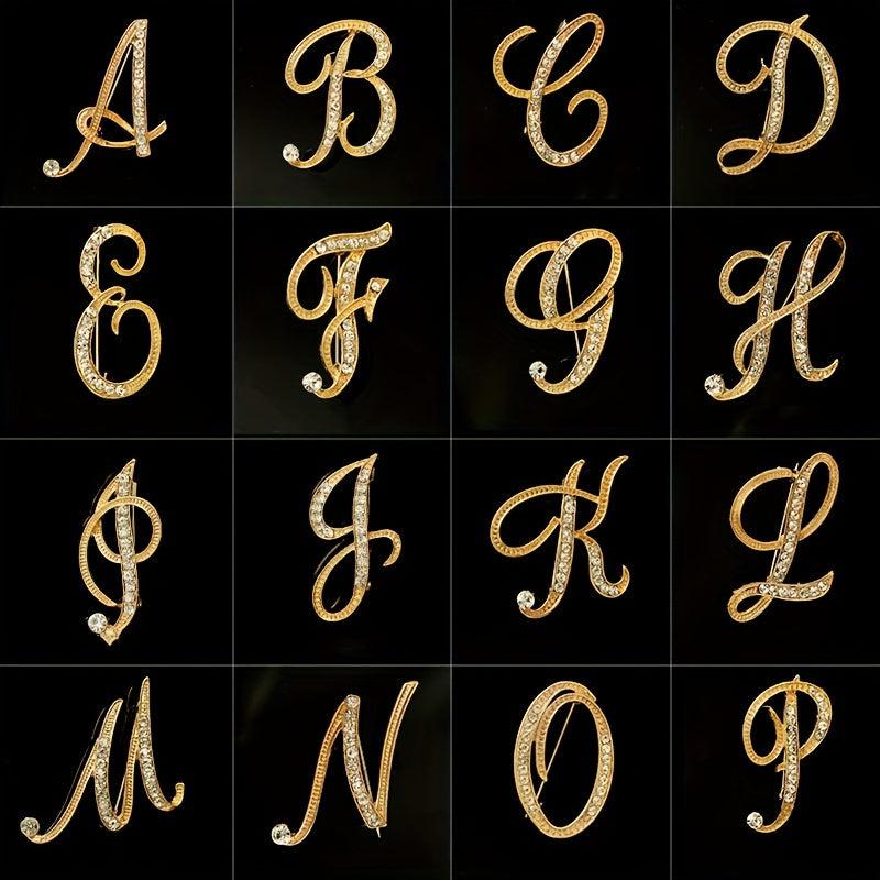 Faux Diamond 26 Letter Brooch Pin Bracelet for Men