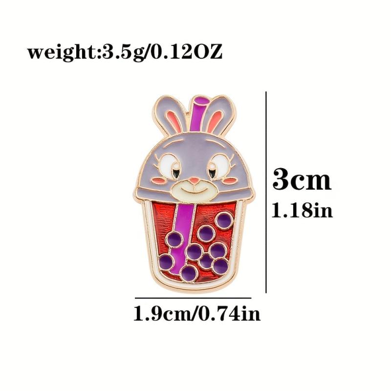 Grey Rabbit Pearl Milk Tea Breast Needle Enamel Pin For Men