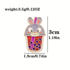 Grey Rabbit Pearl Milk Tea Breast Needle Enamel Pin For Men