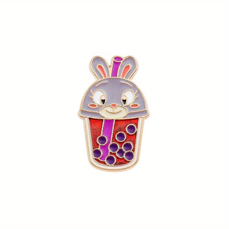 Grey Rabbit Pearl Milk Tea Breast Needle Enamel Pin For Men