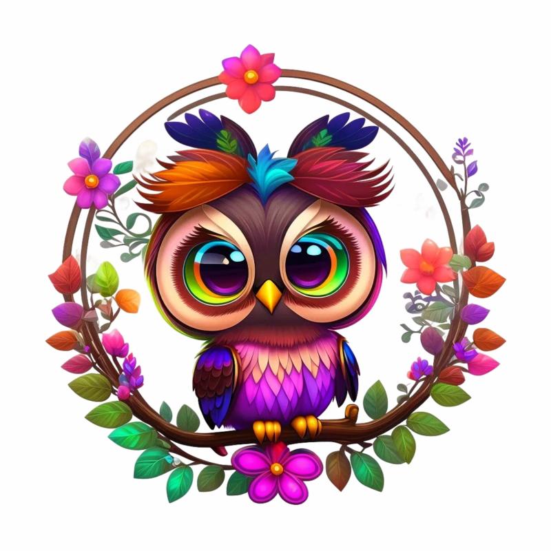Owl Garland Style Patch Iron-On Transfer Film