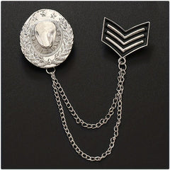 Double Layer Tassel Chain Brooch Western Cowboy Hat Shape Corsage Suit Accessori