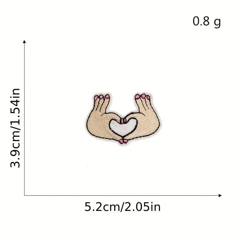 8pcs Colorful Gesture Iron On Patches Sew On Embroidered Applique Repair Patch