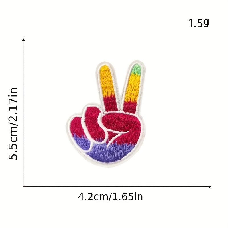 8pcs Colorful Gesture Iron On Patches Sew On Embroidered Applique Repair Patch