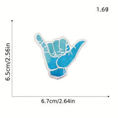 8pcs Colorful Gesture Iron On Patches Sew On Embroidered Applique Repair Patch