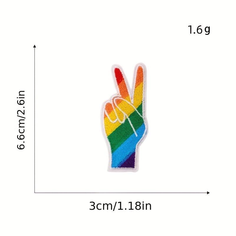 8pcs Colorful Gesture Iron On Patches Sew On Embroidered Applique Repair Patch