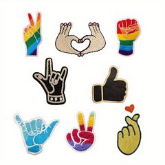 8pcs Colorful Gesture Iron On Patches Sew On Embroidered Applique Repair Patch