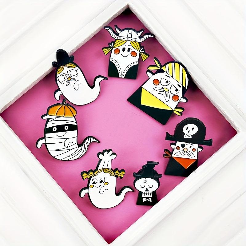 Cartoon Skull Wizard Brooch for Halloween Costume