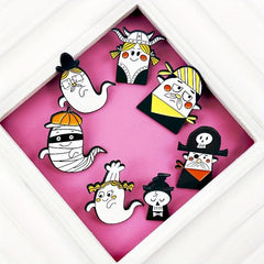 Cartoon Skull Wizard Brooch for Halloween Costume