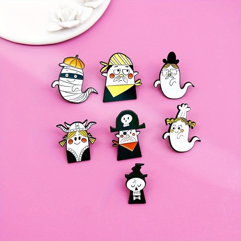 Cartoon Skull Wizard Brooch for Halloween Costume