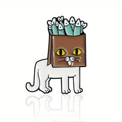 Brave Cartoon Gerbil Mole Cat Brooch for Men