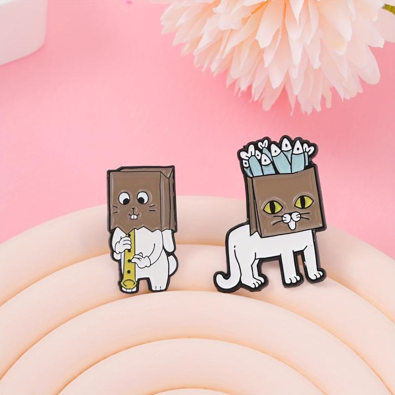 Brave Cartoon Gerbil Mole Cat Brooch for Men