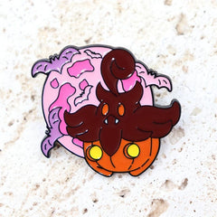 Pumpkin Bat Troublemaker Metal Brooch for Men