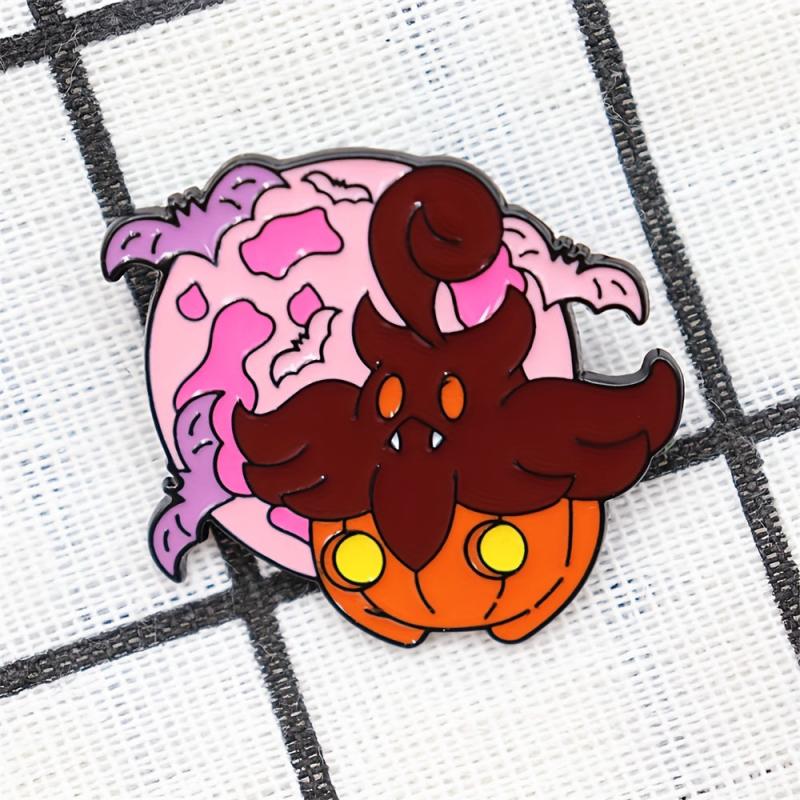 Pumpkin Bat Troublemaker Metal Brooch for Men