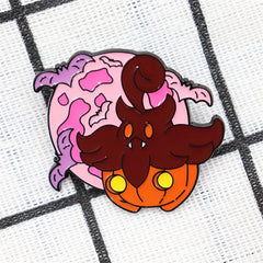 Pumpkin Bat Troublemaker Metal Brooch for Men