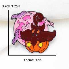Pumpkin Bat Troublemaker Metal Brooch for Men