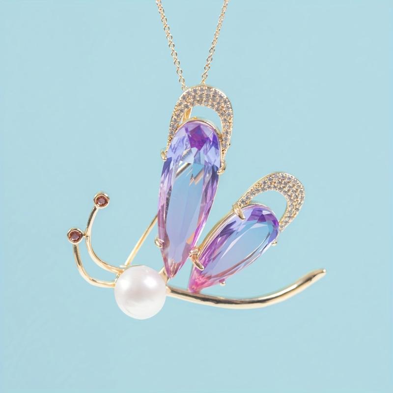 Colorful Butterfly Freshwater Pearl Brooch Pendant