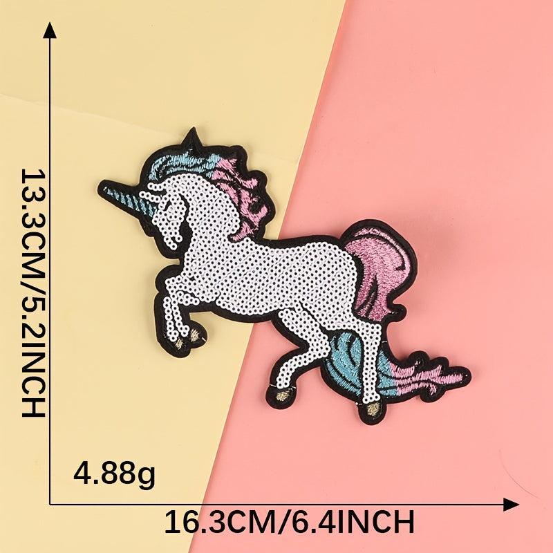 2pcs Unicorn Sequins Embroidery Patches DIY Clothes Bag Accessories
