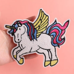 2pcs Unicorn Sequins Embroidery Patches DIY Clothes Bag Accessories