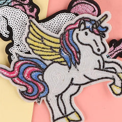 2pcs Unicorn Sequins Embroidery Patches DIY Clothes Bag Accessories