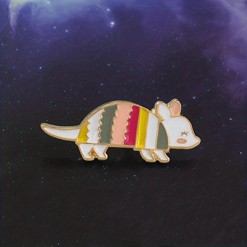 Colorful Rainbow Mouse Brooch For Men