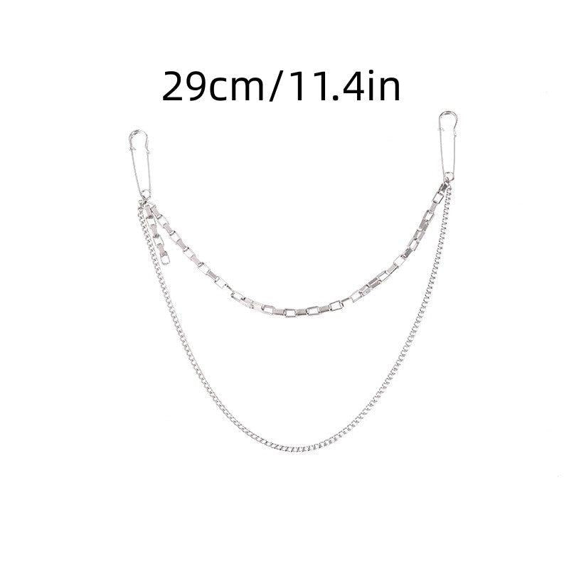 Pin Clip Chain Jewelry Set with Brooch Necklace