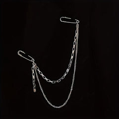 Pin Clip Chain Jewelry Set with Brooch Necklace
