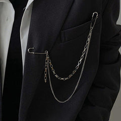 Pin Clip Chain Jewelry Set with Brooch Necklace