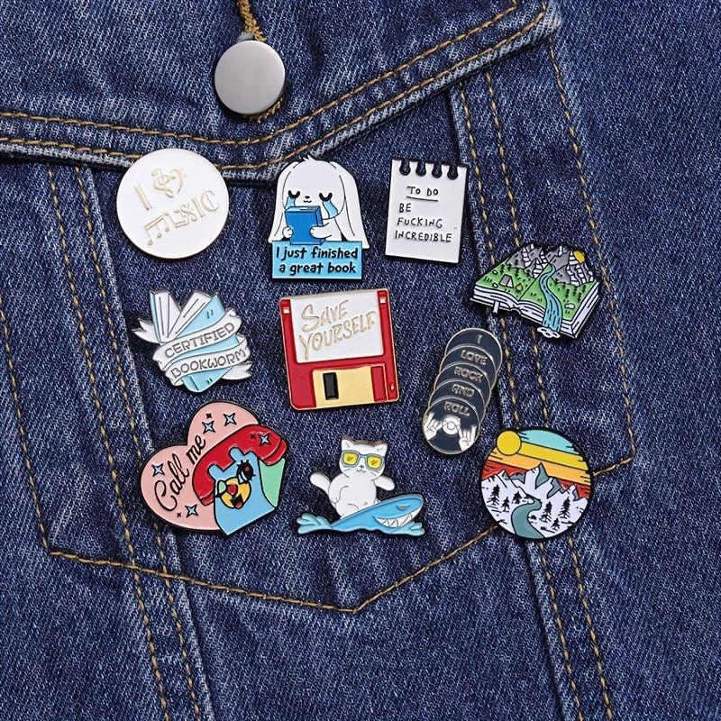 8pcs Animal Brooch for Men Creative Cartoon Geometric Small Gift Accessories