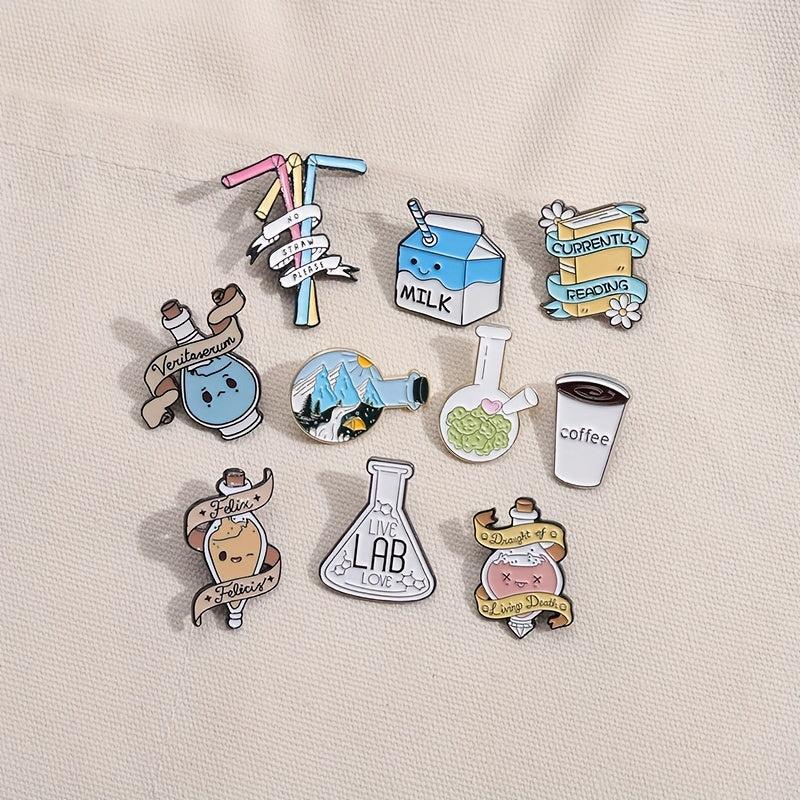 8pcs Animal Brooch for Men Creative Cartoon Geometric Small Gift Accessories