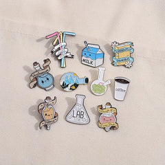8pcs Animal Brooch for Men Creative Cartoon Geometric Small Gift Accessories