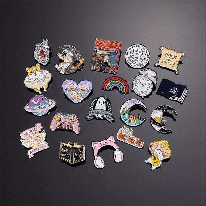8pcs Animal Brooch for Men Creative Cartoon Geometric Small Gift Accessories
