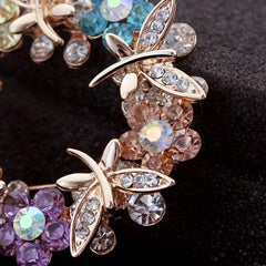 Men's Crystal Rhinestone Floral Brooch Silk Scarf Accessory