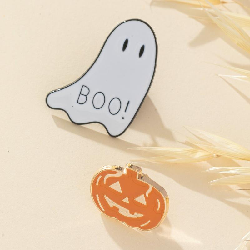 2pcs Ghost Pumpkin Halloween Party Brooch For Men