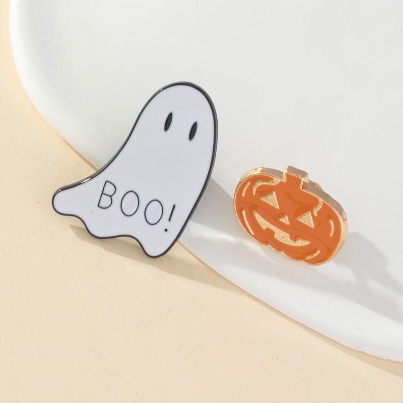 2pcs Ghost Pumpkin Halloween Party Brooch For Men